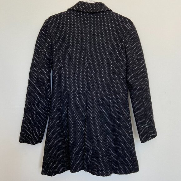 Anthropologie| Idra Black Dot Wool Blend Coat | Sz 8 Ruffle - Picture 6 of 10